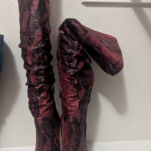 Jessica Simpson Red and Black Over-the-Knee Boots